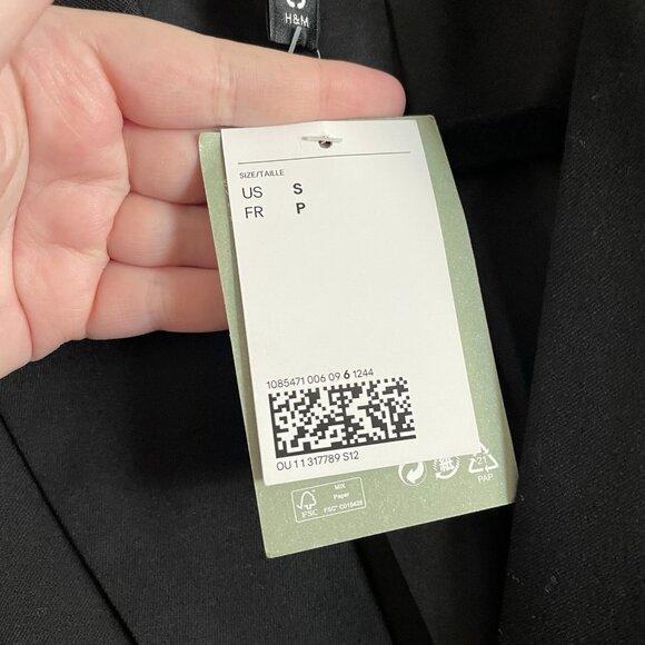 H&M Divided Women S Black Twill Career Oversized Single Breasted Blazer NWT - Picture 7 of 11